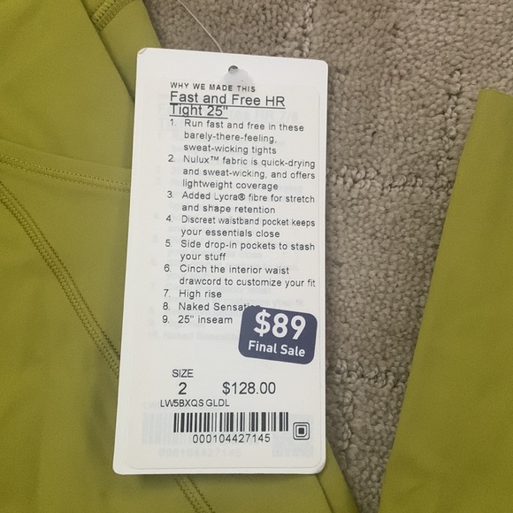 Lululemon Fast and Free size 2  25’ - Picture 2 of 3